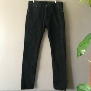 Levis 501S Slim Fit 33x34 Men's Black Denim Button Fly Jeans